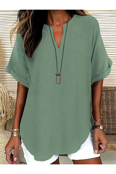 POLEXP Women's Short Sleeve V Neck Aerobin Blouse