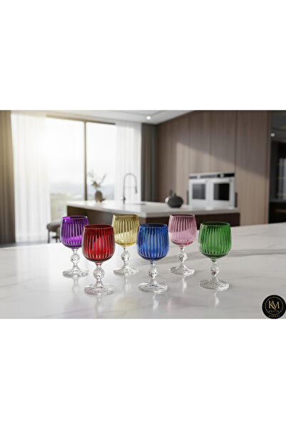 Kristal Market El Yapımı Kristal Pearl Desen Bardak Seti 6'lı