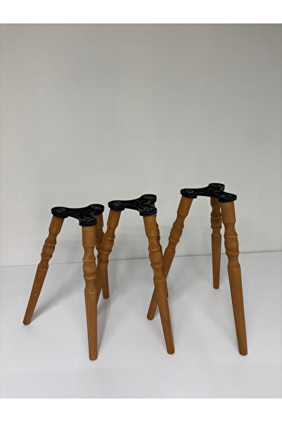 HAMADEX 41–44–47 cm Açık Meşe Torna Ahşap 3’lü Set Sehpa Ayağı | 9 Adet + 3’l...
