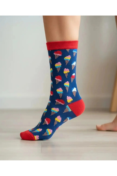 CANMODA Șosete cu model de înghețată de podea albastru închis