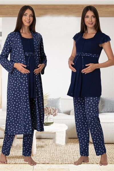 Effortt 6014 Navy Blue Maternity Set