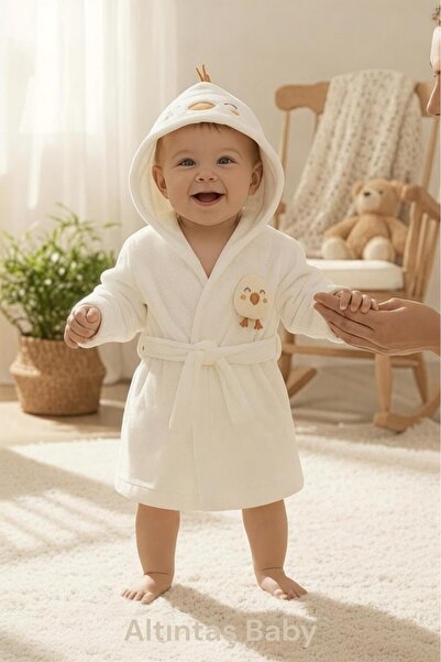 ALTINTAŞ BABY Civcivli Bathrobe Set 30038.03 Ecru Boxed Product**** Baby Birth Gift ****