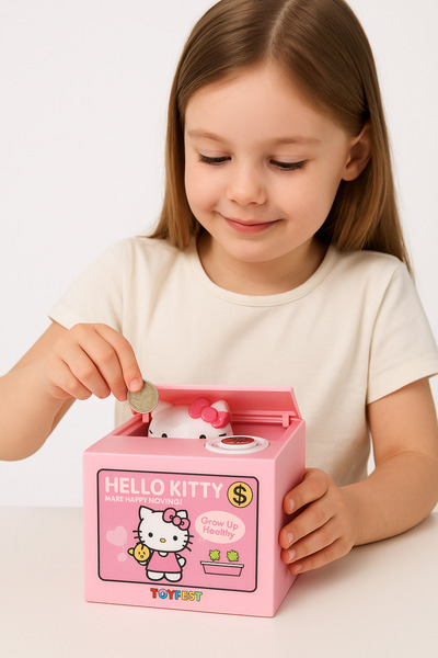 TOYFEST Hello Kitty Elektronik Otomatik Para Yiyen Kumbara Sesli Hareketli Se...