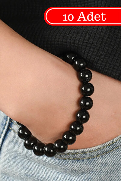 modvina Set of 10 First Quality Black Onyx Beads Bracelet