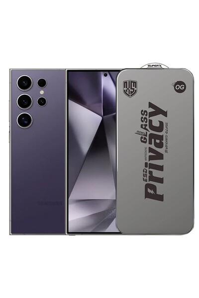 Flippy Protector de ecran pentru Samsung Galaxy S24 Ultra, Flippy, sticlă securizată ESD, confidențialitate, margini negre, 0.3