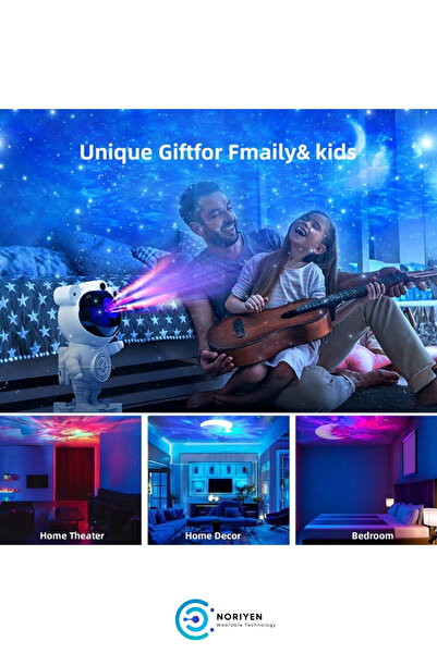 Noriyen Astronot Projektör Led Işık Lazer Galaxy 360 Yıldız Projeksiyon Aurora Bulutsusu Çocuk Gece Lambası