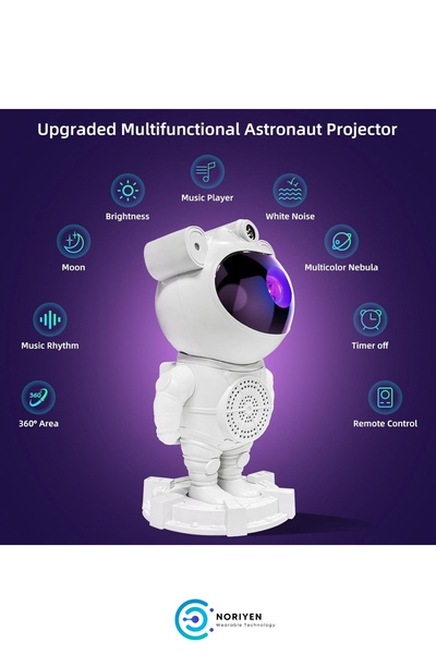 Noriyen Astronot Projektör Led Işık Lazer Galaxy 360 Yıldız Projeksiyon Aurora Bulutsusu Çocuk Gece Lambası