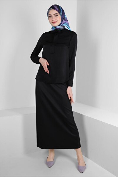 Alvina Scarf Collar Cuffs Buttoned Blouse 43670