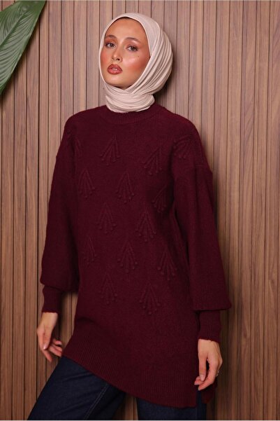 TRENDTESETTÜR Women's Burgundy Knit Tunic t 0207