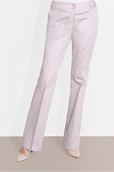 TRENDTESETTÜR Women's Ecru (VANILIA) Wide Leg Cotton Trousers 7576