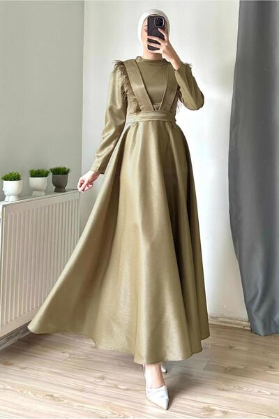 TRENDTESETTÜR WOMEN BEIGE (K.BEIGE) FEATHER BELT DRESS T 9695