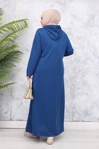 TRENDTESETTÜR ROCHIE DE DAMA ALBASTRU ÎNCHIS (INDIGO) CU GLUGĂ T 2405