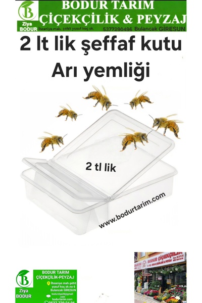 BODUR TARIM Giresun Bulancak 2 .Lt Lik kalite Şeffaf Plastik Kutu Arı Yemlik ...