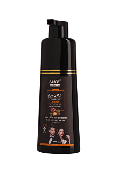 LASER WHITE ليزر وايت شامبو أرجان صبغة أسود بني 200مل