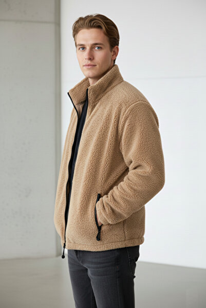 Fifty Color Огромно, с цип, с висока яка, еластична талия, плюшено яке