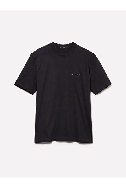 Sisley Ανδρικό μαύρο μπλουζάκι από 100% βαμβάκι με κανονική εφαρμογή με λαιμόκοψη ποδηλατικού τύπου - 324A3I1XS103W