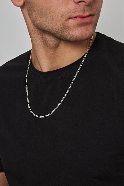 Ventino Silver 3mm Figaro 925 Ayar Gümüş Erkek Zincir Kolye Vek-3023