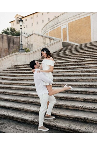 MARCATELLI Beyaz Saten Nova Kalın Topuklu Gelin Ayakkabısı