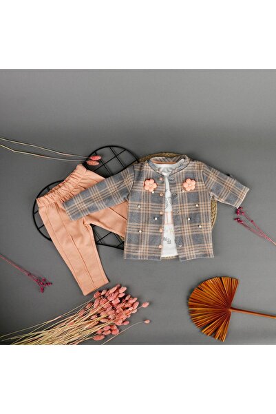 bebegci طقم بدلة موسمية مكونة من 3 قطع مع سترة منقوشة ولؤلؤ