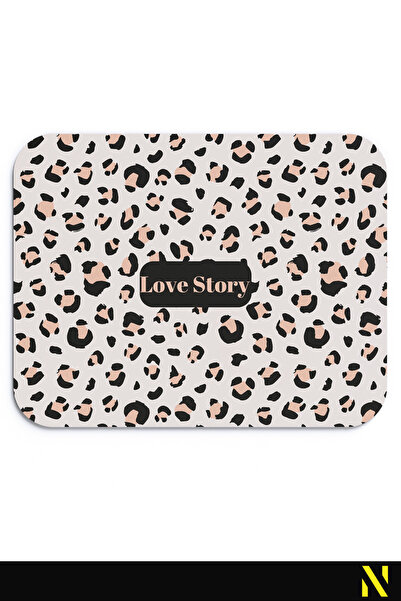 nilizma imprimeu leopard Love Story Written Mouse Pad - 23x19 cm Covoraș de mouse ergonomic cu bază anti-alunecare