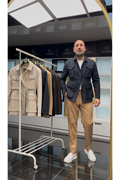 Zindan Koton Kumaş Safari (ceket) Trençkot Lacivert