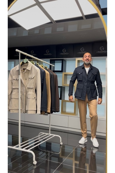 Zindan Koton Kumaş Safari (ceket) Trençkot Lacivert