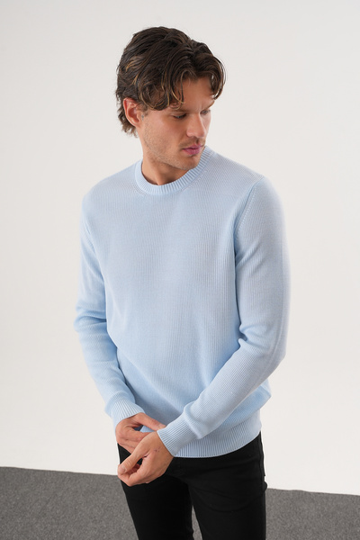 No Way Erkek Regular Fit Örme Detaylı Bisiklet Yaka Triko Kazak