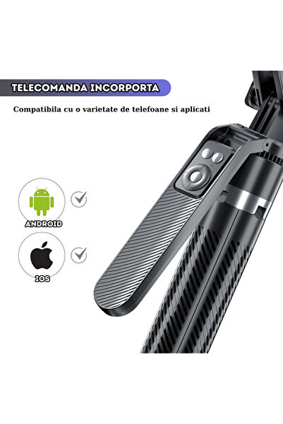 RaSteff 2 in 1 Selfie Stick - 180 cm Extendable Tripod, 360° Rotation, Bluetooth