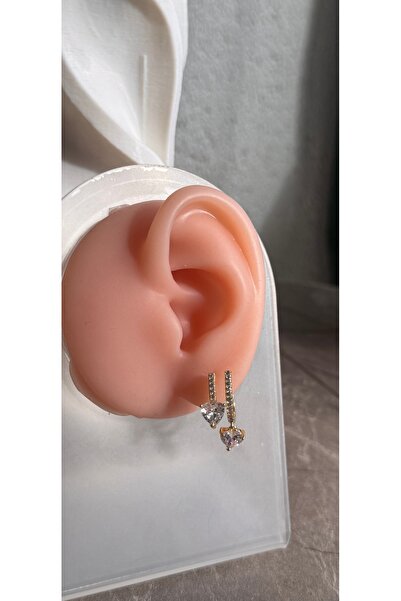 kınalı Kalp Detay Sallantılı Küpe