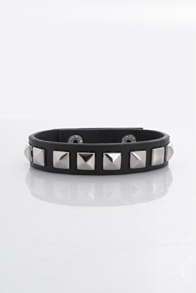 Consciencia Gothic Button Suni Deri Bileklik