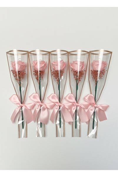 Buketim Seninle 5 Adet Tekli Pembe Solmayan Gül, Hediyelik