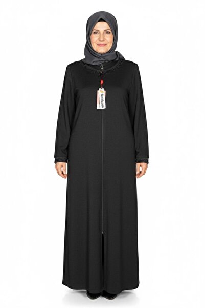 HESNA Women's Efnan Plus Size Spring Long Black Overcoat