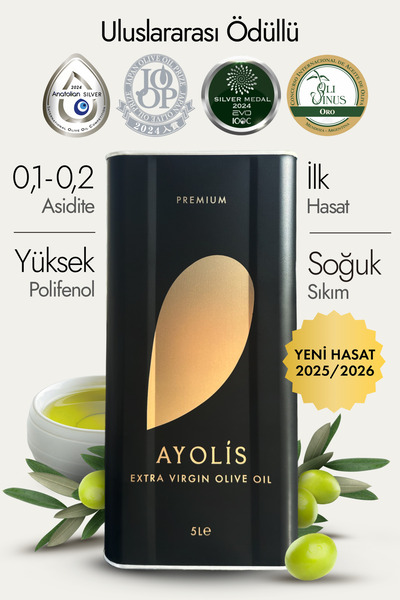 Ayolis Premium Gurme Memecik Zeytinyağı 5 Lt Ödüllü Erken Hasat Soğuk Sıkım Natürel Sızma Zeytinyağı