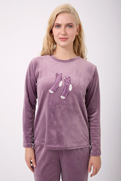 TURAY Stella Lauren Kadife Uzunkol Women's Lilac Pajama Set