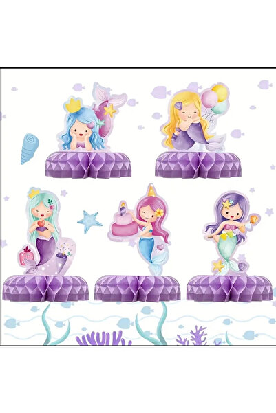 Store Deniz Kızı 5’li Masa Dekoru – Petek Parti Süsleri