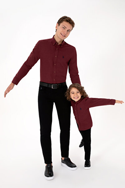 U.S. Polo Assn. Erkek Çocuk Bordo Uzun Kollu Basic Gömlek 50316769-VR014