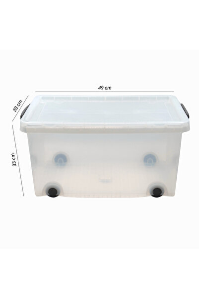 SUPPLIER Clear Plastic Storage Container with Wheels and Lid, Portable & Stackable & Locking Lid 45L