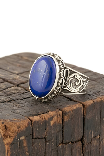 Takıdepo Lapis Lazuli Taşlı El Işi Gümüş Yüzük
