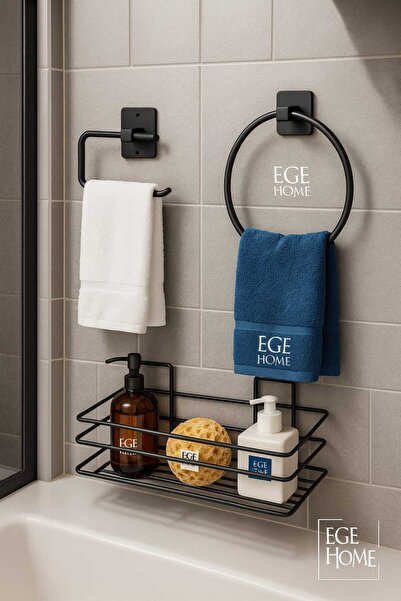 Home 3 Lü Set Yapışkanlı Banyo Düzenleyici Duşakabin Şampuanlık Banyo Rafı WC Kağıtlık Ve Havluluk