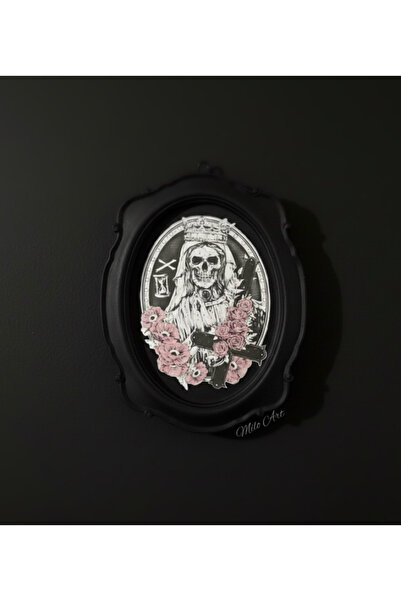 Milo Art El Yapımı Kurukafa Gotik Çerçeve Skull Cross Siyah Beton Çerçeve ( C...