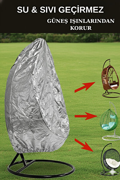 KAŞIKBEY GÜMÜŞ GRİ KOZA Su Geçirmez Fındık Makrome Armut Salıncak Koruma Örtü...
