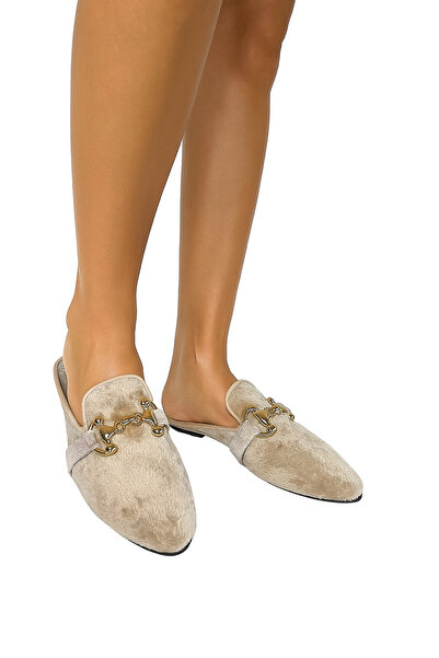 asyaline Asya bej yeni kalıp altın H toka içeri terlik