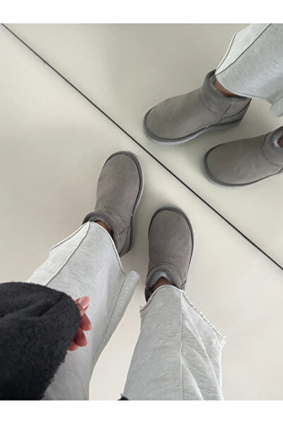 Sivarro Ультра міні класичні жіночі боти з замшею та хутром - сірі