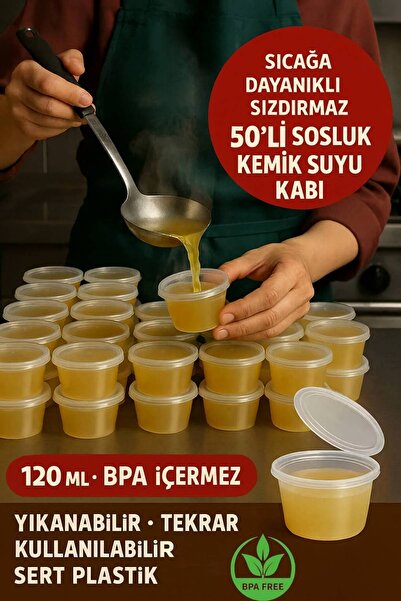 Open Home Concept 90 ml Kendinden Kapaklı Şeffaf Sosluk – Sızdırmaz, Sıcağa Dayanıklı, Tekrar Kullanılabilir 50’li Set
