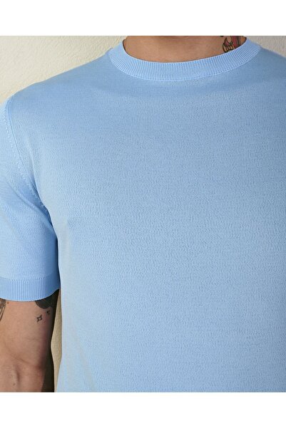 İLKCET MODA Ανδρικό πλεκτό μπλουζάκι Slim Fit Basic