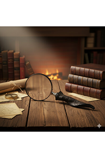 Genel Markalar Boynuz Sapli Pirinç Büyüteç, Siyah, 27x10