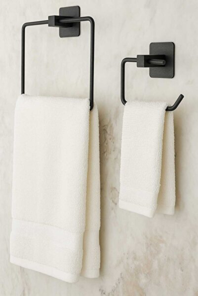 Home Kare Yapışkanlı Siyah Kare Havluluk Açık WC Kağıtlık 2 Li Banyo Düzenley...