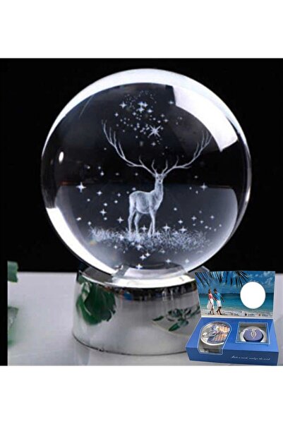 Çılgıntrend Kristal Küre Geyik Led Gece Lambası ve İstiridye İçinde İnci Koly...