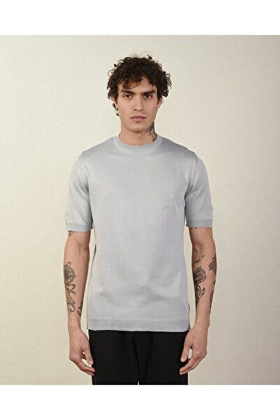 İLKCET MODA Basic Ανδρικό Πλεκτό T-Shirt - Slim Fit