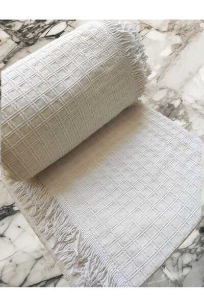 denizli hatırası %100 Pamuklu Buldan Işi Naturel Renk Çekyat Örtüsü 180x300 cm